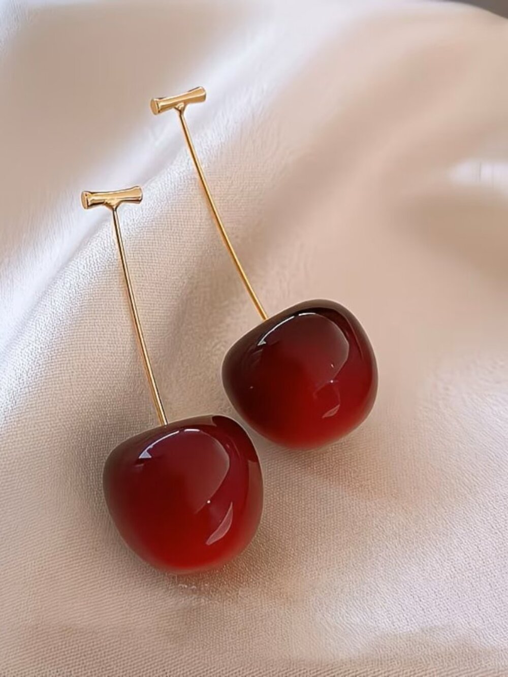 Sweet Red Cherry Dangle Earrings Cute Fruit Drop Statement Fashion Jewelry